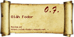 Oláh Fodor névjegykártya